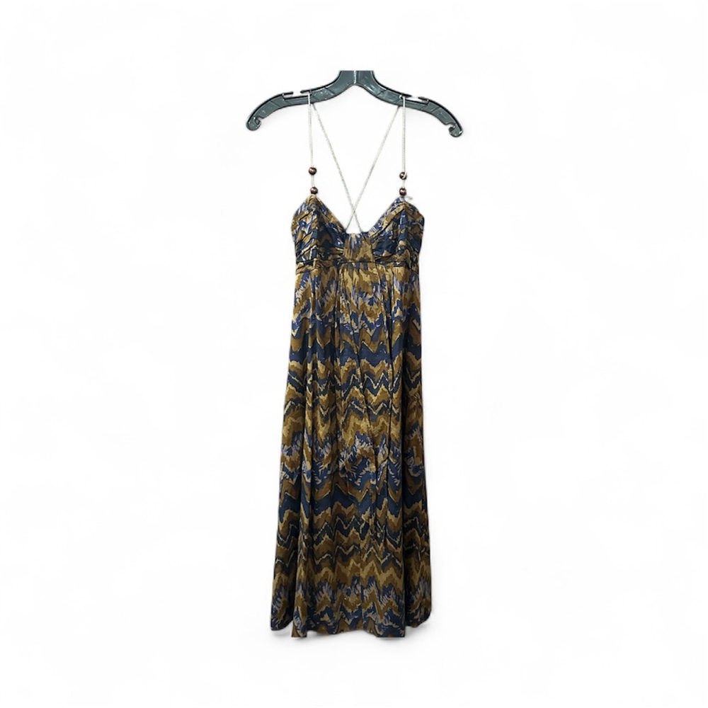 Vintage Brown and Blue Y2K Bohemian Beaded Crossback Banana Republic Dress